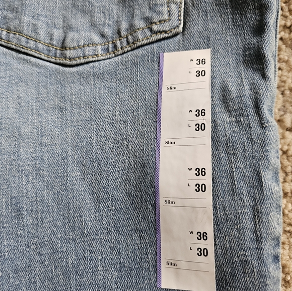 Goodfellow & Co Men's Slim Fit Hemp Robson Distressed Blue Denim Jeans - Picture 10 of 12